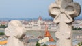 Hungarian Parliament in Budapest between the castle balustrade from above and the Danube river Royalty Free Stock Photo