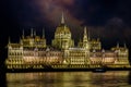 Hungarian parliament in Budapest at night Royalty Free Stock Photo