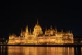 Hungarian parliament building from across the Danube river at night Budapest Hungary Europe Royalty Free Stock Photo