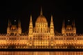 Hungarian parliament building from across the Danube river at night Budapest Hungary Europe Royalty Free Stock Photo