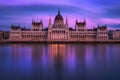 Hungarian Parliament Building in Budapest at sunset with Danube river Royalty Free Stock Photo