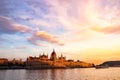 Hungarian parliament building in Budapest at sunset Royalty Free Stock Photo