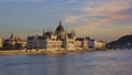 Hungarian Parliament Building in Budapest at sunset Royalty Free Stock Photo