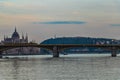 Hungarian parliament building in Budapest at sunset Royalty Free Stock Photo