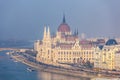 Hungarian Parliament Building with Danube river at sunrise in Budapest, Hungary Royalty Free Stock Photo