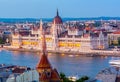 Hungarian Parliament building and Danube river at sunset, Budapest, Hungary Royalty Free Stock Photo