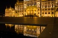 Hungarian parliament building illuminated at night, Budapest, Hungary Royalty Free Stock Photo