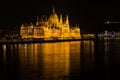 Hungarian parliament building illuminated at night, Budapest, Hungary Royalty Free Stock Photo