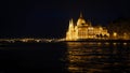 Hungarian Parliament Building with Margit Bridge at night