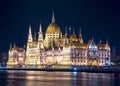 Hungarian Parliament Building at night, Budapest, Hungary Royalty Free Stock Photo