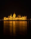 Hungarian Parliament building night view from Danube river embankment Royalty Free Stock Photo