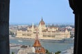 The Hungarian Parliament View from the Fisherman\'s Bastion in Budapest, Hungary Royalty Free Stock Photo