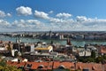 Panorama on Parliament of Budapest and Danube river in Hungary. Royalty Free Stock Photo