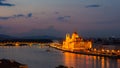 Hungarian Parliament Building right after sunset