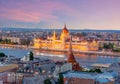 Hungarian Parliament Building at sunrise, Budapest, Hungary Royalty Free Stock Photo