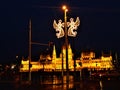 The Hungarian Parliament Building in Budapest city. Christmas, lights and night Royalty Free Stock Photo