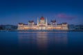 Hungarian Parliament and Danube River at night - Budapest, Hungary Royalty Free Stock Photo