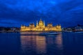 Hungarian Parliament and Danube River at Night Royalty Free Stock Photo