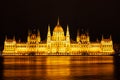 Hungarian Parliment night panoramic view, Budapest Royalty Free Stock Photo