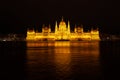 Hungarian Parliment night panoramic view, Budapest Royalty Free Stock Photo