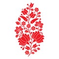 Hungarian red folk pattern - Kalocsai embroidery with flowers and paprika