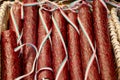 Hungarian sausage at thefarmers  fair Royalty Free Stock Photo