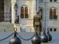 The Hungarian soldier standing on a check-post