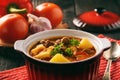 Hungarian soup goulash bograch with dumplings. Royalty Free Stock Photo