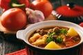 Hungarian soup goulash bograch with dumplings. Royalty Free Stock Photo