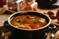 Hungarian soup goulash bograch with dumplings. Royalty Free Stock Photo