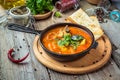 Hungarian soup goulash bograch with dumplings. Royalty Free Stock Photo