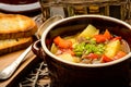 Hungarian soup gulash with meat and vegetables.