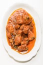 Hungarian style chicken goulash on a plate Royalty Free Stock Photo