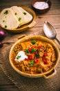 Hungarian Szegedin Goulash with pickled white cabbage sauerkraut and bread dumplings Royalty Free Stock Photo