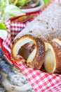 Hungarian traditional sweet food Kurtoskalacs, also called chimney cake Royalty Free Stock Photo