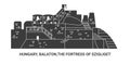 Hungary, Balaton,The Fortress Of Szigliget, travel landmark vector illustration