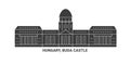 Hungary, Buda Castle, travel landmark vector illustration