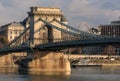 Hungary Budapest, Chain Bridge on the background of the Ferris wheel, reflected on the water Royalty Free Stock Photo