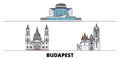 Hungary, Budapest City flat landmarks vector illustration. Hungary, Budapest City line city with famous travel sights Royalty Free Stock Photo