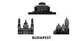 Hungary, Budapest City flat travel skyline set. Hungary, Budapest City black city vector illustration, symbol, travel