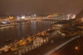 Hungary, Budapest, Elisabeth Bridge, Castle Garden and Varkert casino - night picture Royalty Free Stock Photo