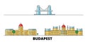 Hungary, Budapest flat landmarks vector illustration. Hungary, Budapest line city with famous travel sights, skyline Royalty Free Stock Photo