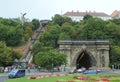 Hungary, Budapest, funicular and the entry into a tunnel on Castle Hill