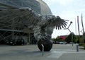 Hungary, Budapest, Groupama Arena 1, metal statue of a giant eagle Royalty Free Stock Photo
