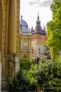 Hungary, Budapest, July 10, 2019. Vaidahunyad Castle in Varoshliget park.