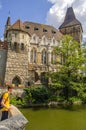 Hungary, Budapest, July 10, 2019. Vaidahunyad Castle in Varoshliget park.