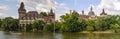 Hungary, Budapest, July 10, 2019. Vaidahunyad Castle in Varoshliget park.