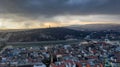 Hungary - Budapest landscape at sunset from drone view