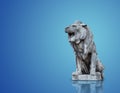 Hungary. Budapest. A large stone lion, growls open its mouth Royalty Free Stock Photo