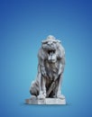 Hungary. Budapest. A large stone lion, growls open its mouth Royalty Free Stock Photo